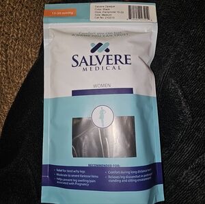 New. Salvere Medical Women's Compression Black Opaque Tights/Pantyhose. Medium.